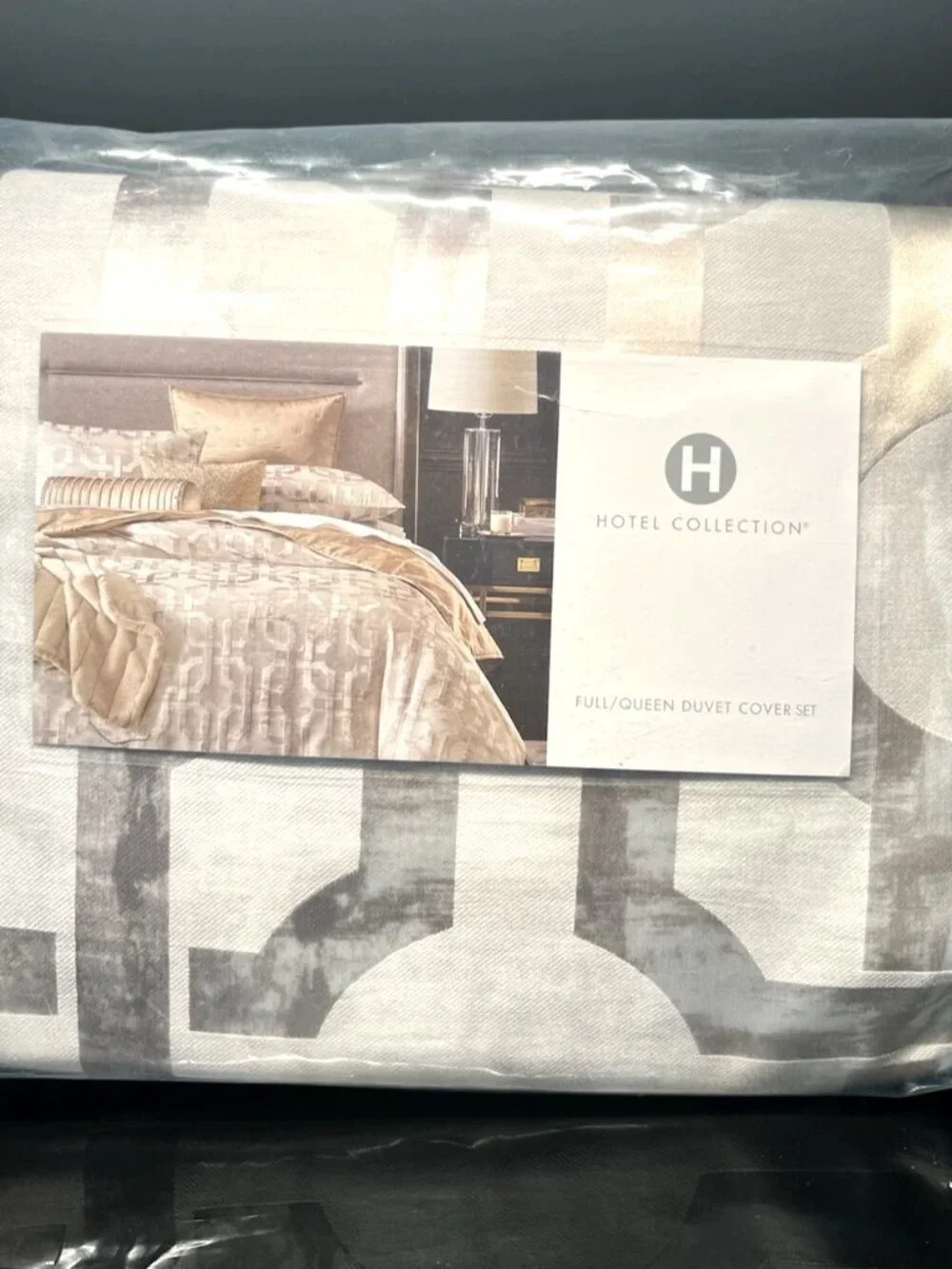 Hotel Collection Luxury Fresco 3Pc Queen Duvet Cover Set Gold Jacquard - New